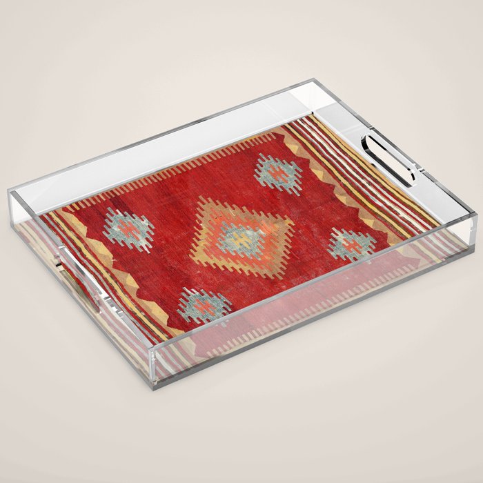 Çal  Antique Turkish Kilim Print Acrylic Tray Gallery Image 1