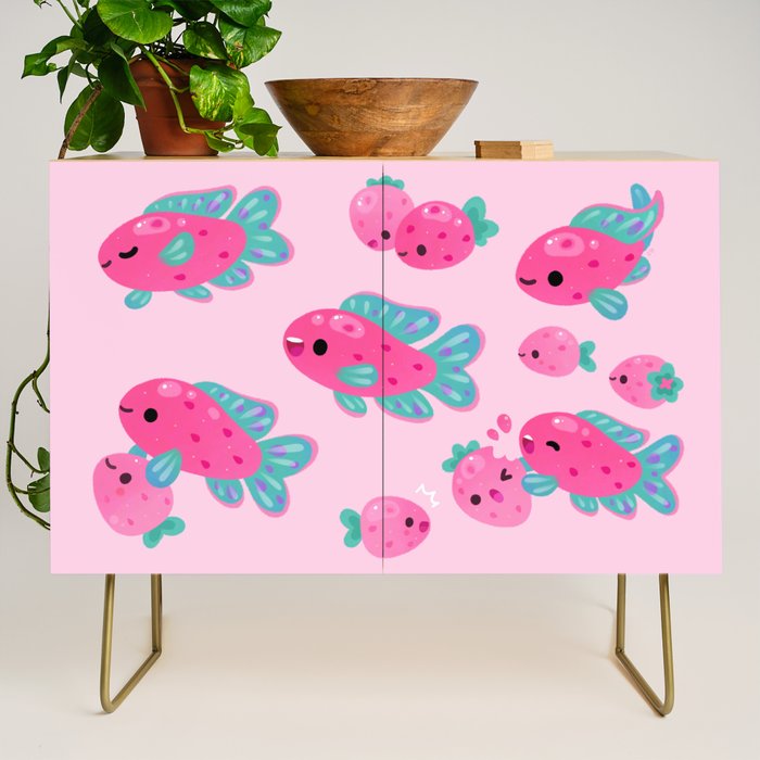 Strawberry peacock cichlid Credenza Gallery Image 1