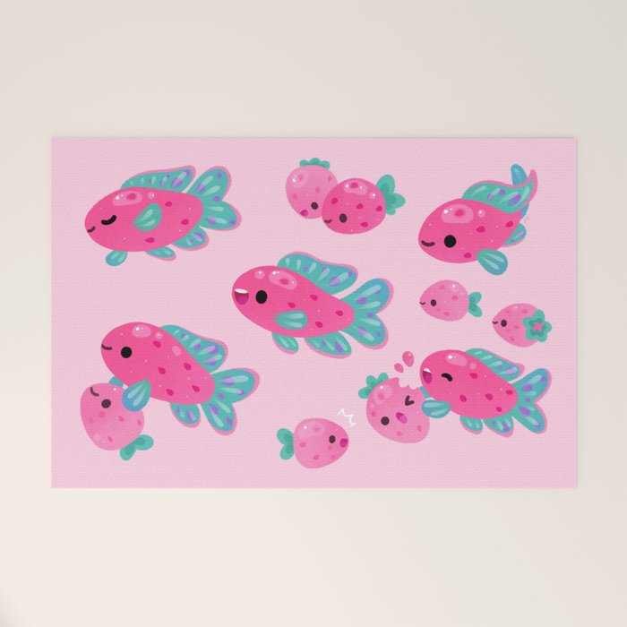 Strawberry peacock cichlid Welcome Mat Gallery Image 1