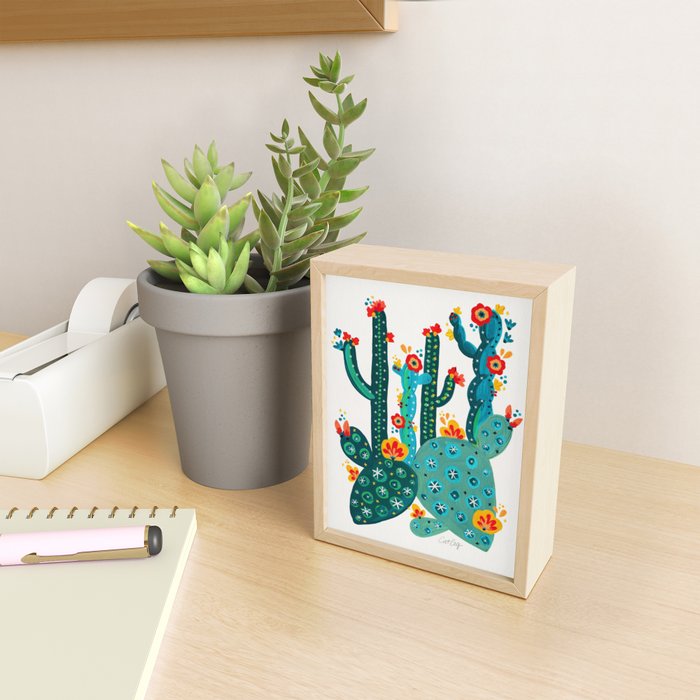 Cactus Garden Acrylic - Teal Mini Art Print Gallery Image 2
