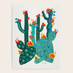 Cactus Garden Acrylic - Teal Poster Gallery Image 4