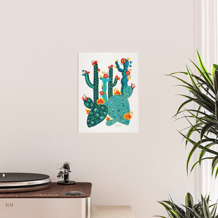 Cactus Garden Acrylic - Teal Poster Gallery Image 2