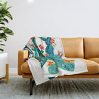 Cactus Garden Acrylic - Teal Throw Blanket Gallery Image 1