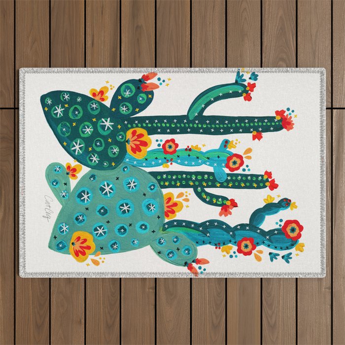 Cactus Garden Acrylic - Teal Outdoor Rug Gallery Image 1