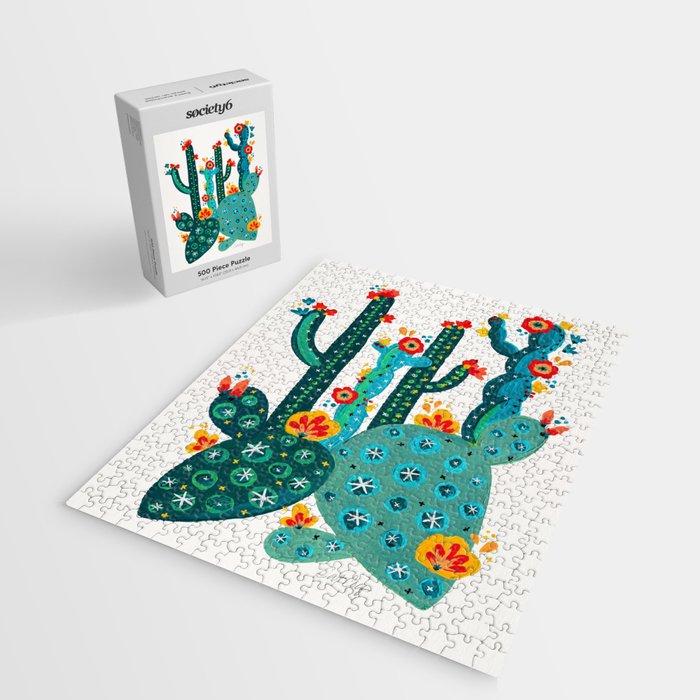 Cactus Garden Acrylic - Teal Jigsaw Puzzle Gallery Image 2