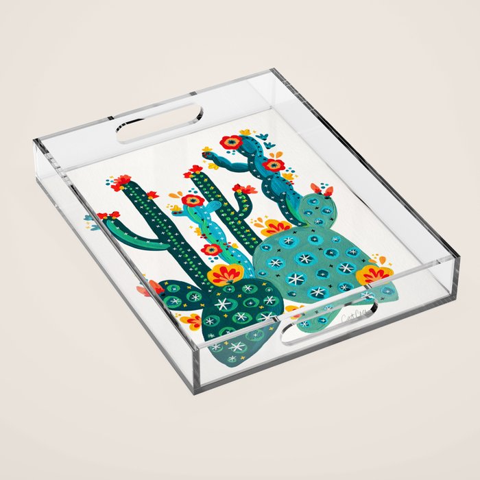 Cactus Garden Acrylic - Teal Acrylic Tray Gallery Image 1