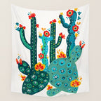Cactus Garden Acrylic - Teal Wall Tapestry Gallery Image 4