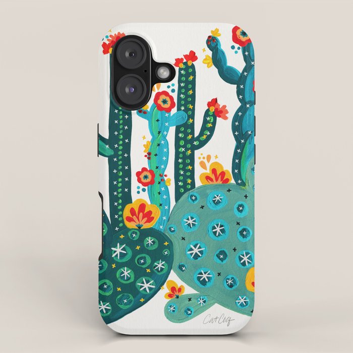 Cactus Garden Acrylic - Teal iPhone Case Gallery Image 1