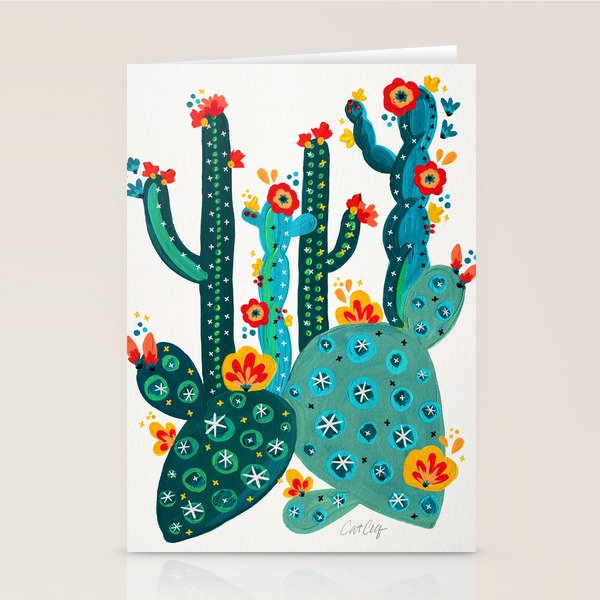 Cactus Garden Acrylic - Teal Stationery Card Gallery Image 2