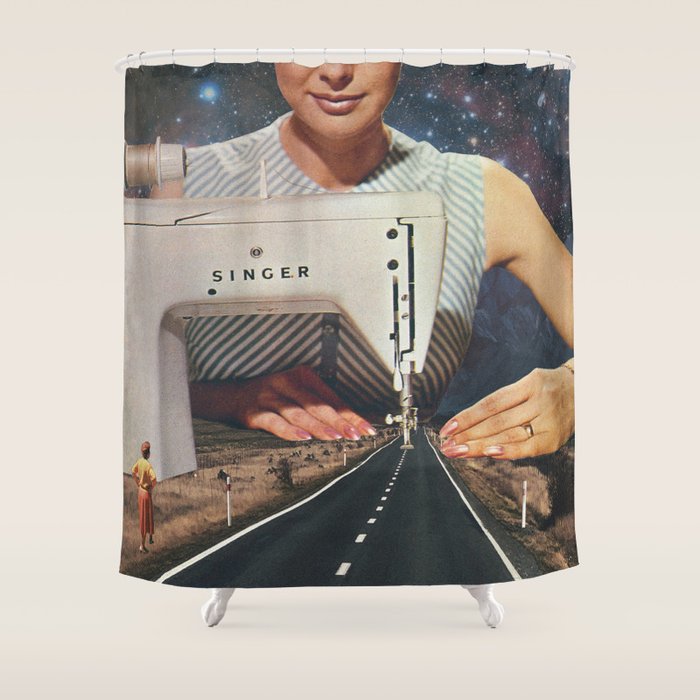 This is how a road gets made - Sewing Machine, A mindful journey  Shower Curtain Gallery Image 1