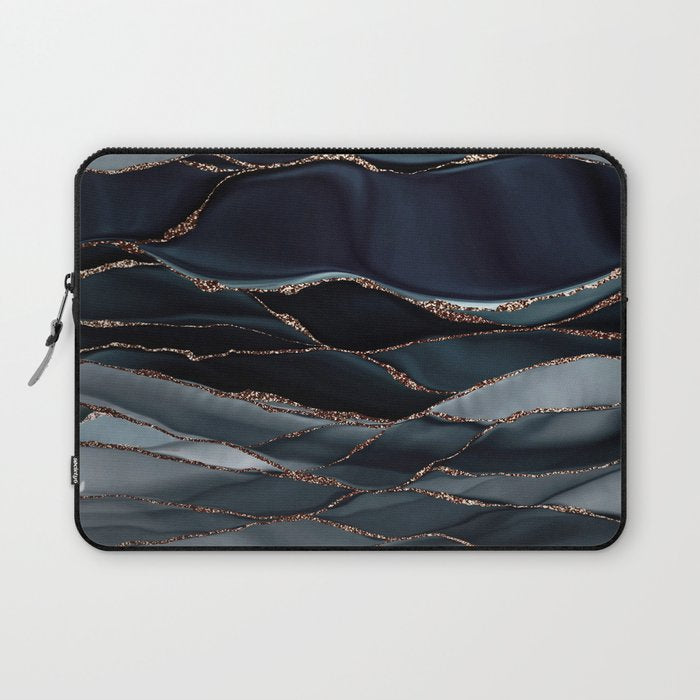 Midnight Marble Deep Ocean Waves Laptop Sleeve Gallery Image 1