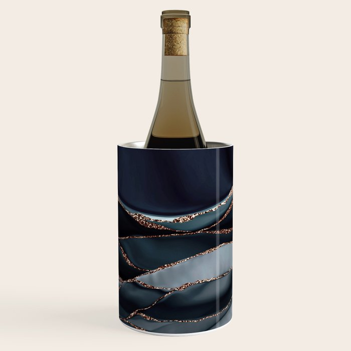 Midnight Marble Deep Ocean Waves Wine Chiller Gallery Image 3