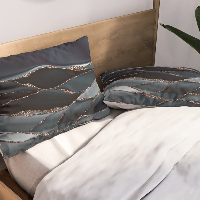 Midnight Marble Deep Ocean Waves Pillow Sham Gallery Image 2