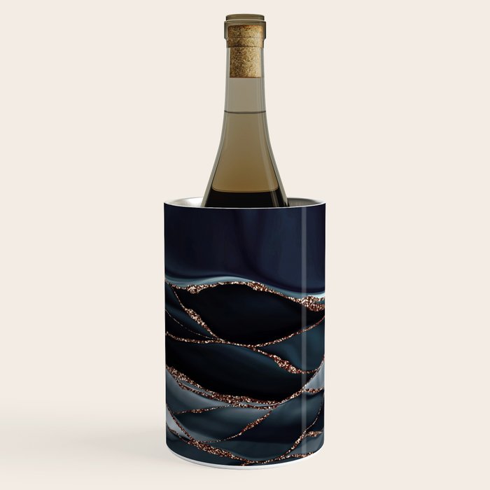 Midnight Marble Deep Ocean Waves Wine Chiller Gallery Image 1
