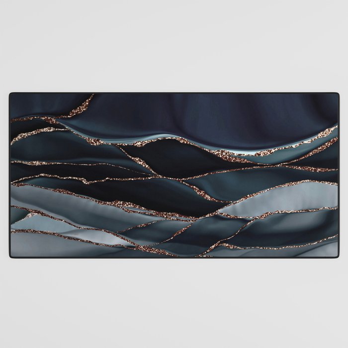Midnight Marble Deep Ocean Waves Desk Mat Gallery Image 3