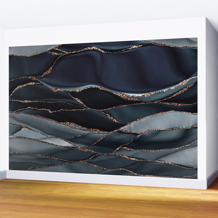 Midnight Marble Deep Ocean Waves Wall Mural Gallery Image 2