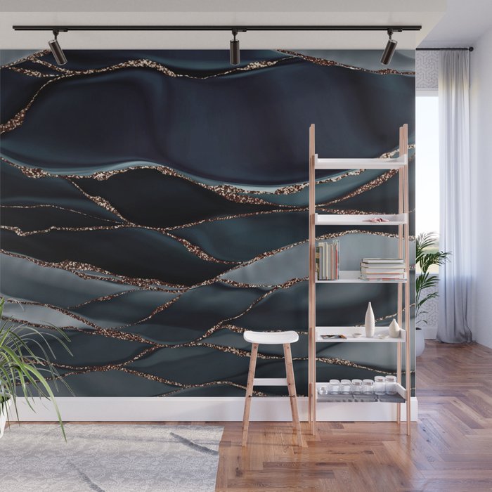 Midnight Marble Deep Ocean Waves Wall Mural Gallery Image 1
