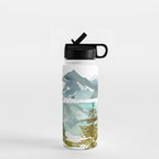 Forest green teal blue watercolor hand painted landscape Water Bottle Gallery Image 1