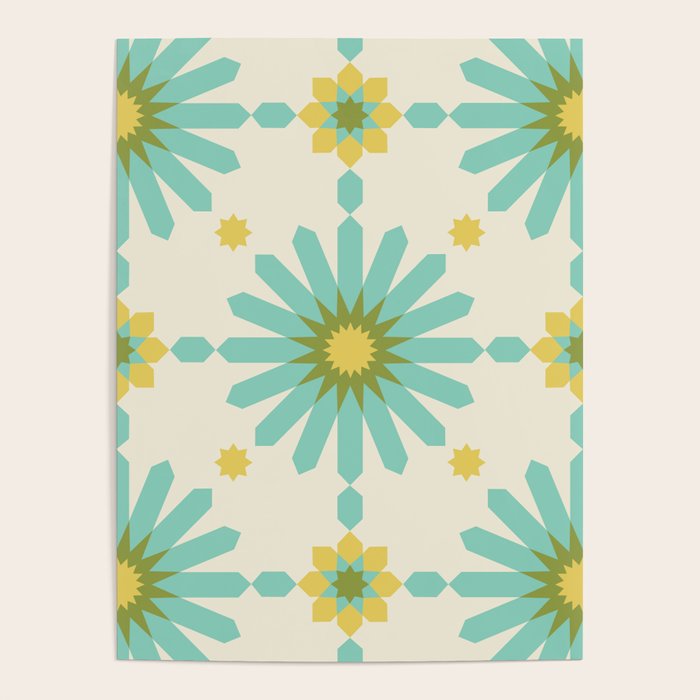 Geometric Starbursts - Blue + Yellow Poster Gallery Image 4