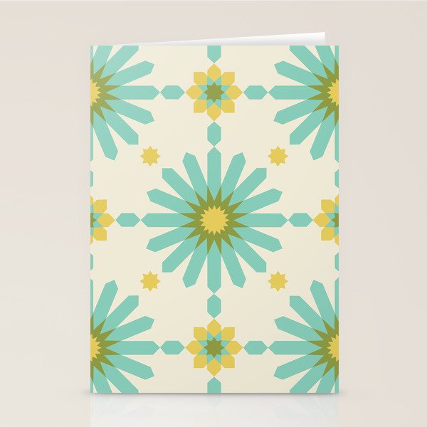 Geometric Starbursts - Blue + Yellow Stationery Card Gallery Image 1