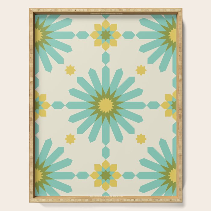 Geometric Starbursts - Blue + Yellow Serving Tray Gallery Image 1