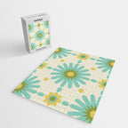 Geometric Starbursts - Blue + Yellow Jigsaw Puzzle Gallery Image 2