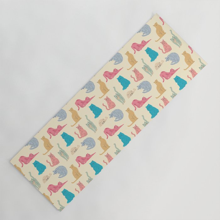 Pastel Cats Pattern Yoga Mat Gallery Image 1
