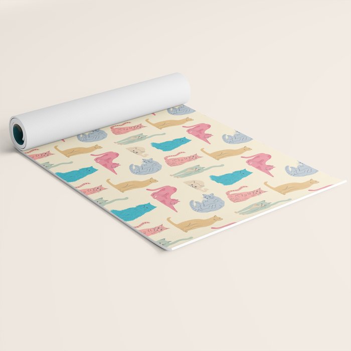 Pastel Cats Pattern Yoga Mat Gallery Image 2