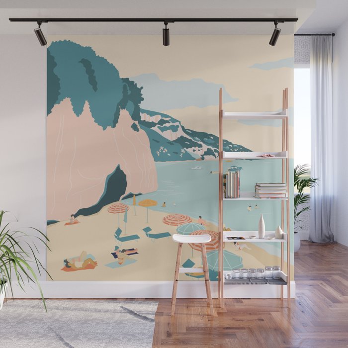 Positano Beach, Italy Wall Mural Gallery Image 1