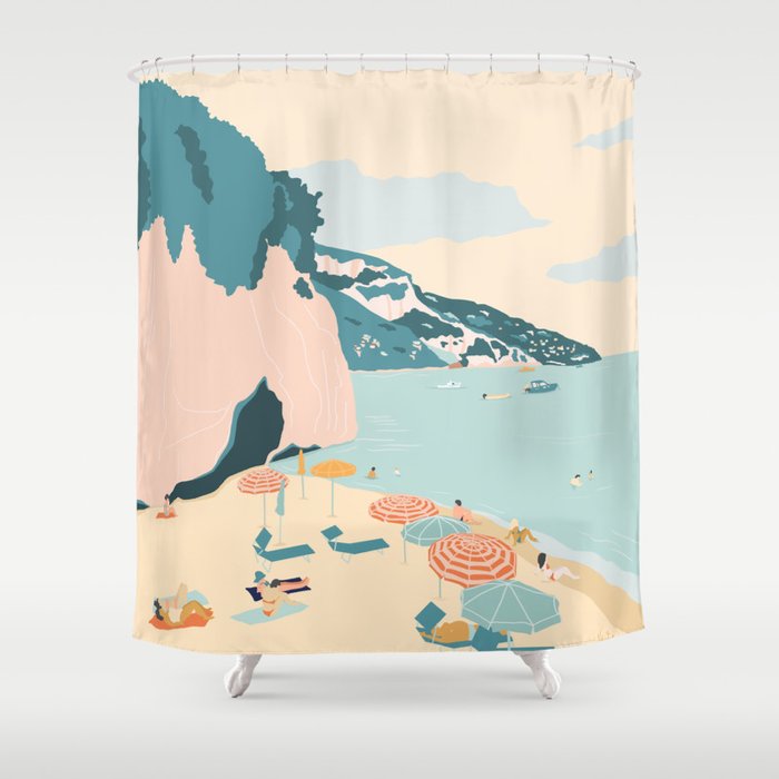 Positano Beach, Italy Shower Curtain Gallery Image 1