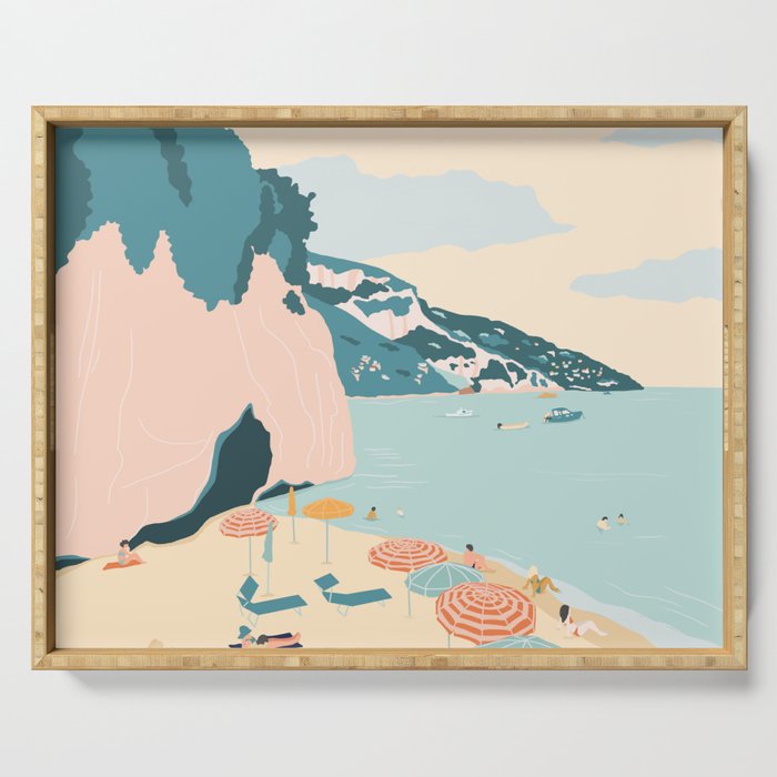 Positano Beach, Italy Serving Tray Gallery Image 1