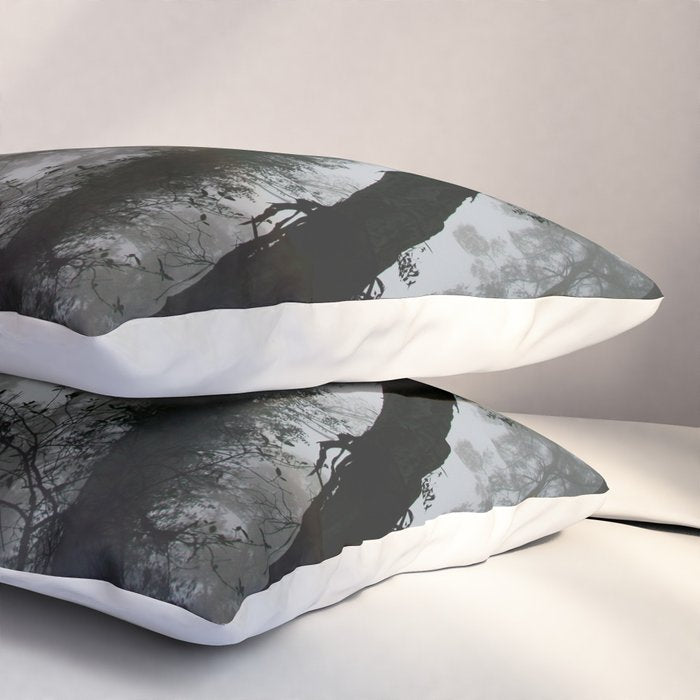 The Dark Forest (Black and White) Pillow Sham Gallery Image 3