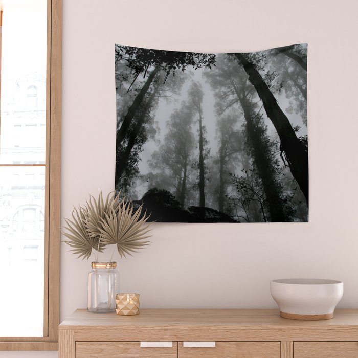 The Dark Forest (Black and White) Wall Tapestry Gallery Image 2