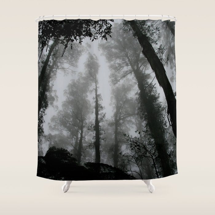 The Dark Forest (Black and White) Shower Curtain Gallery Image 1