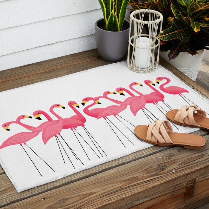Cuban Pink Flamingos Outdoor Rug Gallery Image 2
