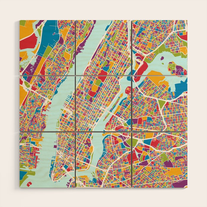 New York City Street Map Wood Wall Art Gallery Image 1