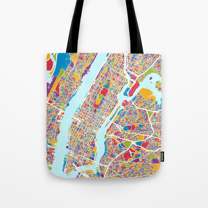 New York City Street Map Tote Bag Gallery Image 1