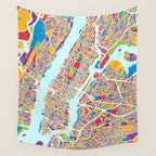 New York City Street Map Wall Tapestry Gallery Image 4