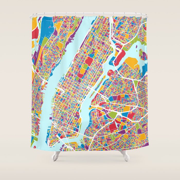 New York City Street Map Shower Curtain Gallery Image 1