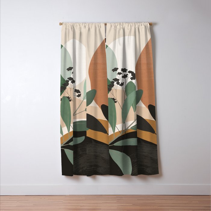 Abstract Art Tropical Leaves 52 Window Curtain Gallery Image 3