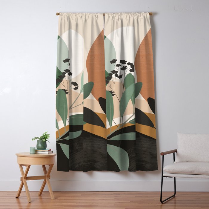 Abstract Art Tropical Leaves 52 Window Curtain Gallery Image 1