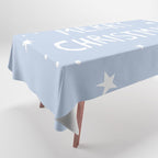 Merry Christmas light blue and white  Tablecloth Gallery Image 1