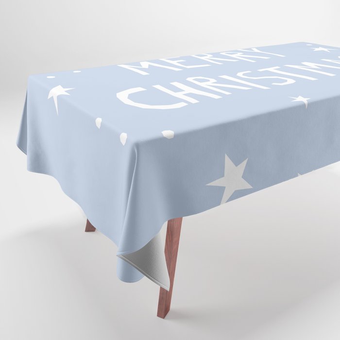 Merry Christmas light blue and white  Tablecloth Gallery Image 1