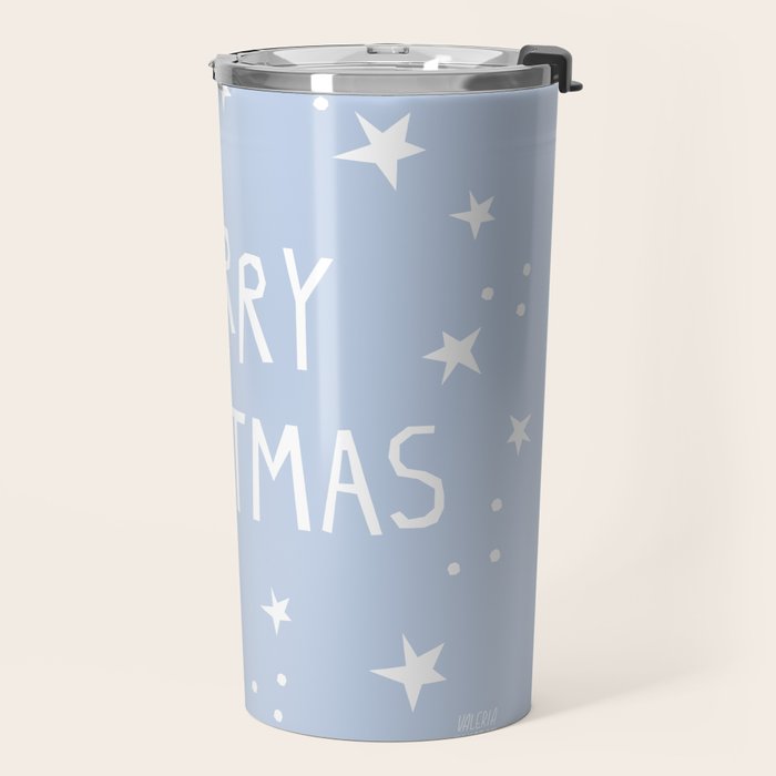 Merry Christmas light blue and white  Travel Mug Gallery Image 2