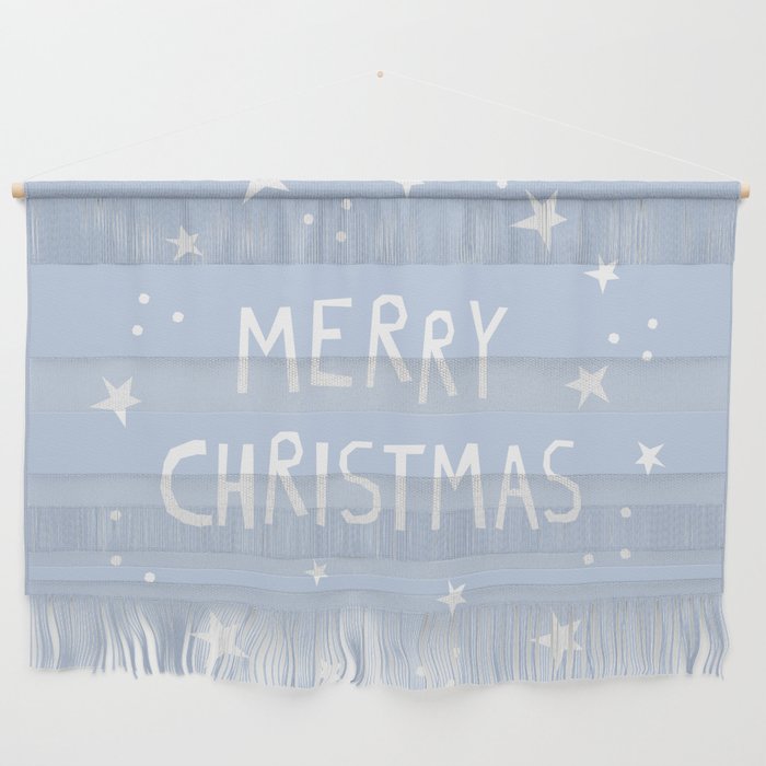 Merry Christmas light blue and white  Wall Hanging Gallery Image 1