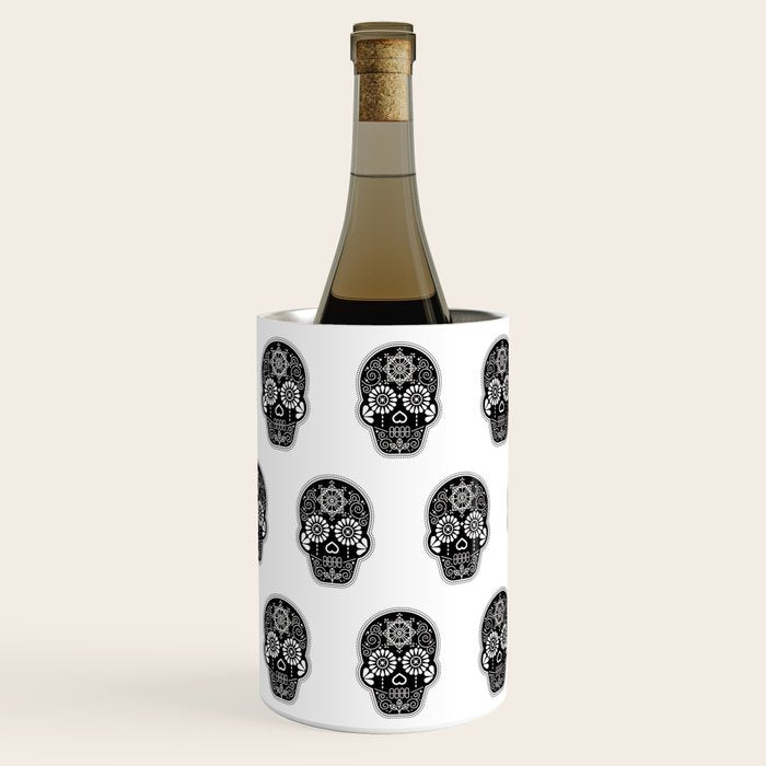 DÃ­a de Muertos Calavera â¢ Mexican Sugar Skull - Black Palette Wine Chiller Gallery Image 2