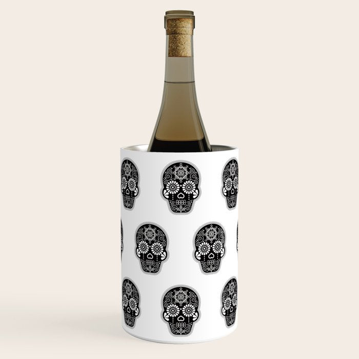 DÃ­a de Muertos Calavera â¢ Mexican Sugar Skull - Black Palette Wine Chiller Gallery Image 3