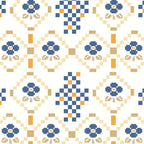 Scandinavian Geometric Floral Pattern  Nordic Folk Tile Design Blue and Mustard Modern Decor Coffee Mug Gallery Image 2