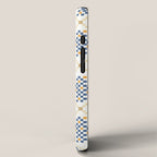 Scandinavian Geometric Floral Pattern  Nordic Folk Tile Design Blue and Mustard Modern Decor iPhone Case Gallery Image 2