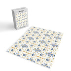 Scandinavian Geometric Floral Pattern  Nordic Folk Tile Design Blue and Mustard Modern Decor Jigsaw Puzzle Gallery Image 2